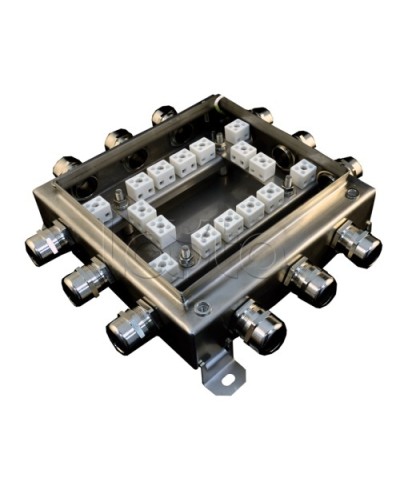 Коробка монтажная огнестойкая Гефест КМ-О (32к*6,0)-IP66 2020нерж, 12 вводов 200х200х60 в Таганроге Распределительные коробки Pintop.ru
