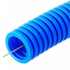 Труба гофрированная ПП лёгкая 350 Н не распространяющая горение синяя д32 (10м/уп) Промрукав (PR02.0256)