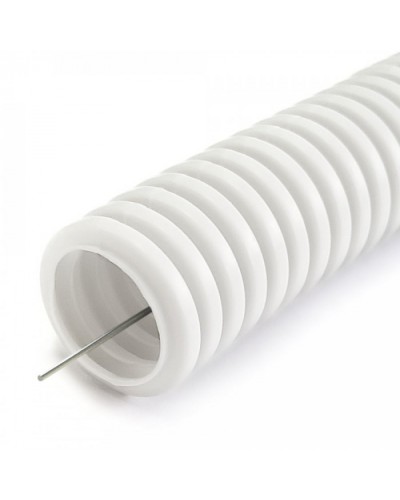 Труба гофр ПЛЛ тяжелая безгалогенная (HF) негорючая (НГ) белая с/з d20 мм (50м/уп) Промрукав (PR02.0398) в Таганроге Труба гофрированная Pintop.ru