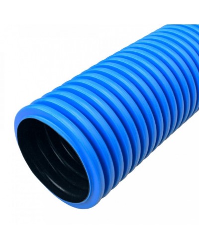Труба гофрированная двустенная ПНД жесткая тип 750 (SN19) синяя д90 6м (36м/уп) Промрукав (PR15.0074) в Таганроге Труба гофрированная Pintop.ru