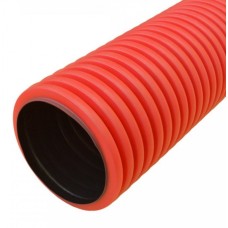 Труба гофрированная двустенная ПНД жесткая тип 750 (SN8) красная д200 5,7м (11,4м/уп) Промрукав (PR15.0245)