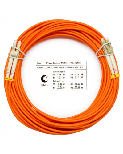 Шнур оптический duplex LC-LC 62,5/125 mm 25м LSZH Cabeus FOP-62-LC-LC-25m в Таганроге Патч-корды оптические Pintop.ru