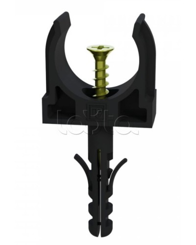 Крепеж-клипса с дюбелем и саморезом черная д20 в малой упаковке (10шт/900шт уп/кор) Промрукав (PR13.0312) в Таганроге Крепеж: Дюбели, шурупы, саморезы Pintop.ru