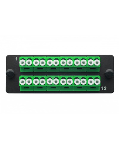 Комплект планка Q-SLOT с 12 адаптерами дуплекс LC OS2, монтажные шнуры, КДЗС Eurolan 38M-S2-2L-12BL в Таганроге Коннекторы Pintop.ru