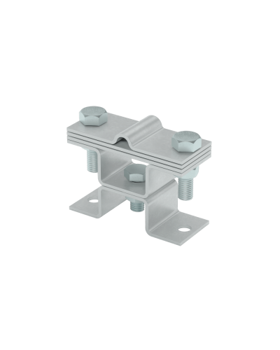 Универсальный держатель на мостовой опоре двойной для прутка Ø 5-8 мм и полосы до 40 мм с 3 пластинами TD КМ-профиль (XUDMO3-D5-8-B40 TD) в Таганроге Аксессуары для лотков Pintop.ru