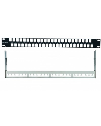 Наборная коммутационная панель 19”, 1U, 48 портов UTP/FTP Eurolan (27F-00-48BL) в Таганроге Патч-панели Pintop.ru