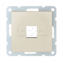 Накладка с суппортом розетки комп. и телеф. на 1 вход (бежевый матовый) БЕЗ механизма LK80 Экопласт (846102-0)