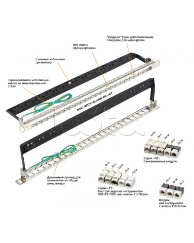 Патч-панель 19, 0.5U, 24xKeystone UTP/STP NIKOMAX (NMC-RP24-BLANK-HU-MT) в Таганроге Патч панель Pintop.ru