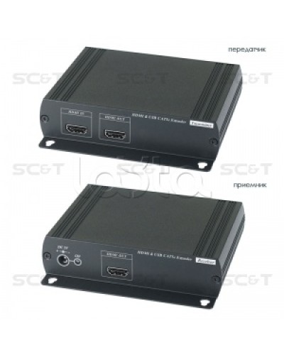 Удлинитель HDMI KVM (комплект приёмник + передатчик) по Ethernet до 120м (CAT5e) SC&T HKM01E в Таганроге Видеоусилители, Модуляторы, Делители Pintop.ru