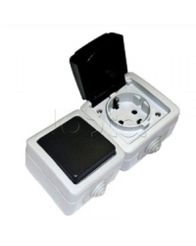 Экопласт EF602G Розетка двойная с з/к. 16A (сер.) в Таганроге Розетки компьютерные и телефонные Pintop.ru