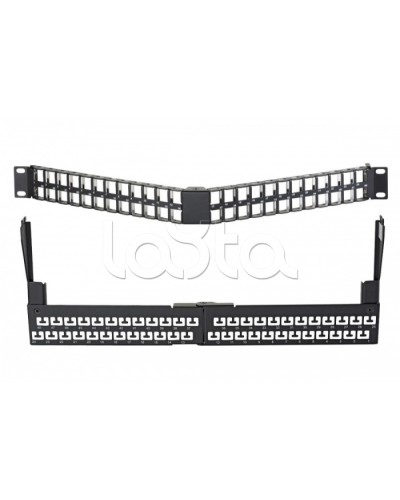 Коммутационная угловая панель 19” наборная, FTP, 1U, 48 портов, черный Eurolan (27A-00-48-01BL) в Таганроге Патч панель Pintop.ru