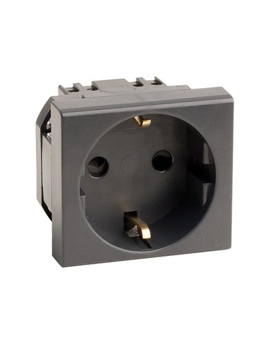 Розетка силовая 2Р+Е, со шторками, «Viva», 2 мод., цвет черный DKC (45205) в Таганроге Аксессуары для кабель-канала Pintop.ru