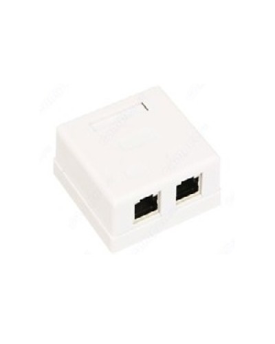 Розетка компьютерная RJ-45 (8P8C), категория 5e, двойная, внешняя (настенная), Dual IDC, экранированная, белая в Таганроге Розетки компьютерные и телефонные Pintop.ru