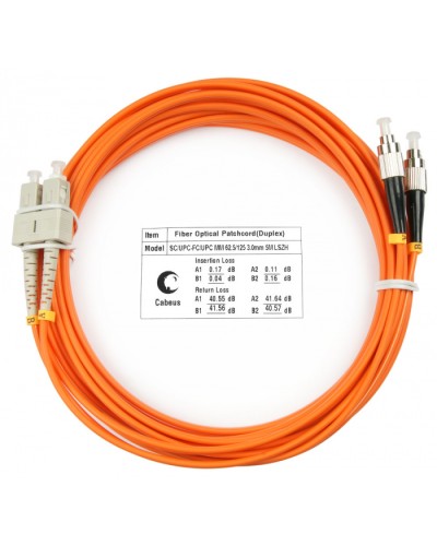 Шнур оптический duplex SC-FC 62,5/125 mm 5м LSZH Cabeus FOP-62-SC-FC-5m в Таганроге Патч-корды оптические Pintop.ru