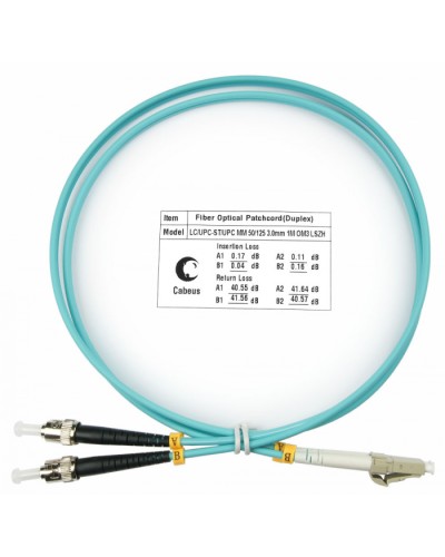 Шнур оптический duplex LC-ST 50/125 MM OM3 1 м LSZH Cabeus FOP-50-LC-ST-1M в Таганроге Патч-корды и пигтейлы Pintop.ru