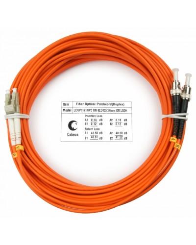 Шнур оптический duplex LC-ST 62,5/125 mm 20м LSZH Cabeus FOP-62-LC-ST-20m в Таганроге Патч-корды оптические Pintop.ru