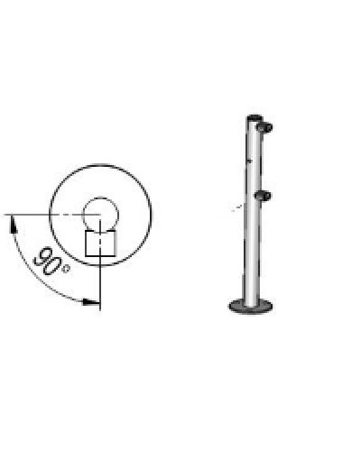 Стойка ограждения с отверстием под фиксатор L-образная, 2 муфты справа Oxgard Стойка ограждения с отверстием под фиксатор L-образная, 2 муфты справа (ВЗР 1996.09.62) в Таганроге Ограждения Pintop.ru